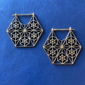 Quetzalli Brass Tetrahedron Hoop
